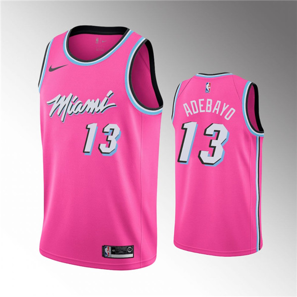 Men's Miami Heat #13 Bam Adebayo Pink City Edition Swingman Stitched Jersey